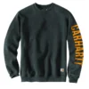 Carhartt Men's Loose Fit Midweight Crewneck Logo Sleeve Graphic Sweatshirt