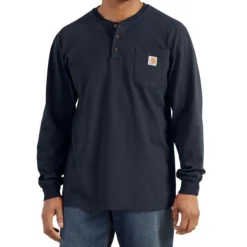 Carhartt Men's Big & Tall Loose Fit Heavyweight Long-Sleeve Pocket Henley T-Shirt -Deals Outfivox Store K128NVY MF18