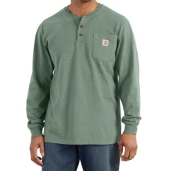 Carhartt Men's Big & Tall Loose Fit Heavyweight Long-Sleeve Pocket Henley T-Shirt -Deals Outfivox Store K128 GA0 MF22 b