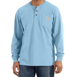 Carhartt Men's Big & Tall Loose Fit Heavyweight Long-Sleeve Pocket Henley T-Shirt -Deals Outfivox Store K128 H74 MF22 b