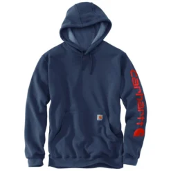 Carhartt Men's Big & Tall Loose Fit Midweight Hooded Logo-Sleeve Sweatshirt