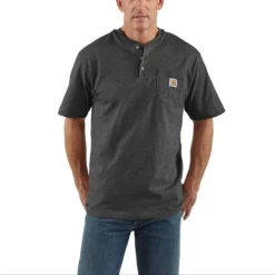 Carhartt Men's Big & Tall Loose Fit Heavyweight Short-Sleeve Pocket Henley T-Shirt