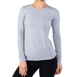 Tasc Performance Women's NOLA Bamboo Crew Long-Sleeve Base Layer Top -Deals Outfivox Store Tasc NOLA LS Tee Perfect Grey Heather