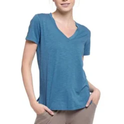 Tasc Performance Women's NOLA V-Neck Short-Sleeve T-Shirt -Deals Outfivox Store Tasc NOLA V Neck Blue Ridge