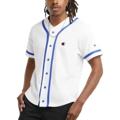 Champion Men's Braided Baseball Jersey Short-Sleeve Shirt