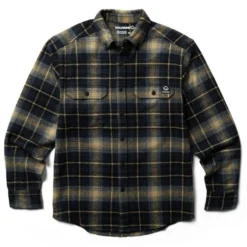 Wolverine Men's Glacier Heavyweight Flannel Long-Sleeve Shirt -Deals Outfivox Store W1205850 415 Darknavyplaid
