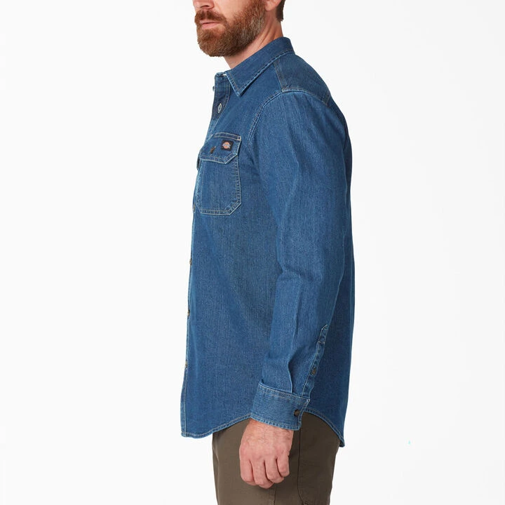 Dickies Men's Flex Denim Long-Sleeve Shirt 2 Dickies Men's Flex Denim Long-Sleeve Shirt - Image 2