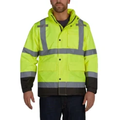 Utility Pro Men's Pro Grade Hi Visibility Waterproof Rain Jacket With Teflon Fabric Protector