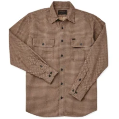 Filson Men's Field Flannel Long-Sleeve Shirt -Deals Outfivox Store original TAN DOGTOOTH